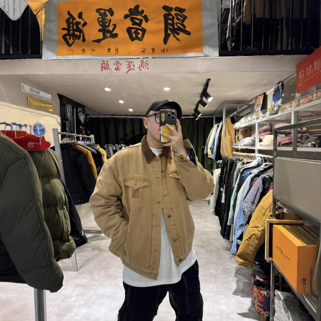 Carhartt 2024 New J10 Heavy-Duty C Card Workwear Canvas Motorcycle Quilted Trendy Lapel Coach Jacket Cotton Coat for Men