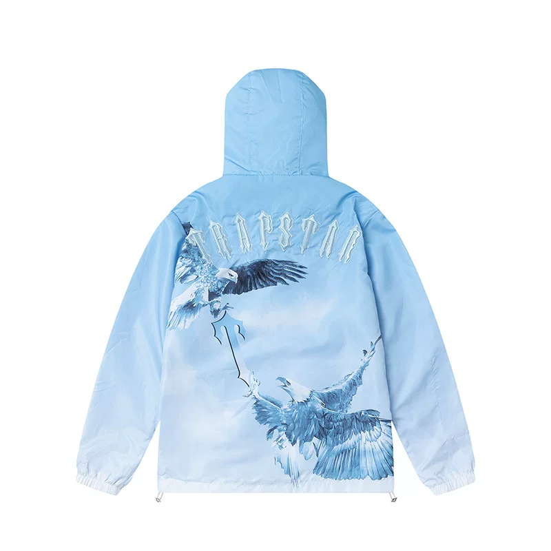 Foreign Trade Cross-Border Autumn and Winter Trapstar Letter Embroidery Eagle Zipper Windbreaker Hooded Windbreaker Jacket for Men and Women