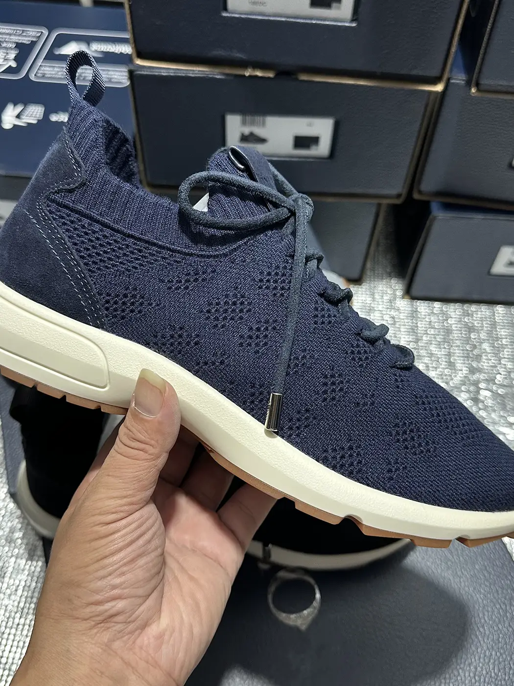 2026 Spring European and American Men's Sports Casual Shoes Cashmere Knit Breathable Lace-Up Slip-On Shoes Fashionable and Comfortable