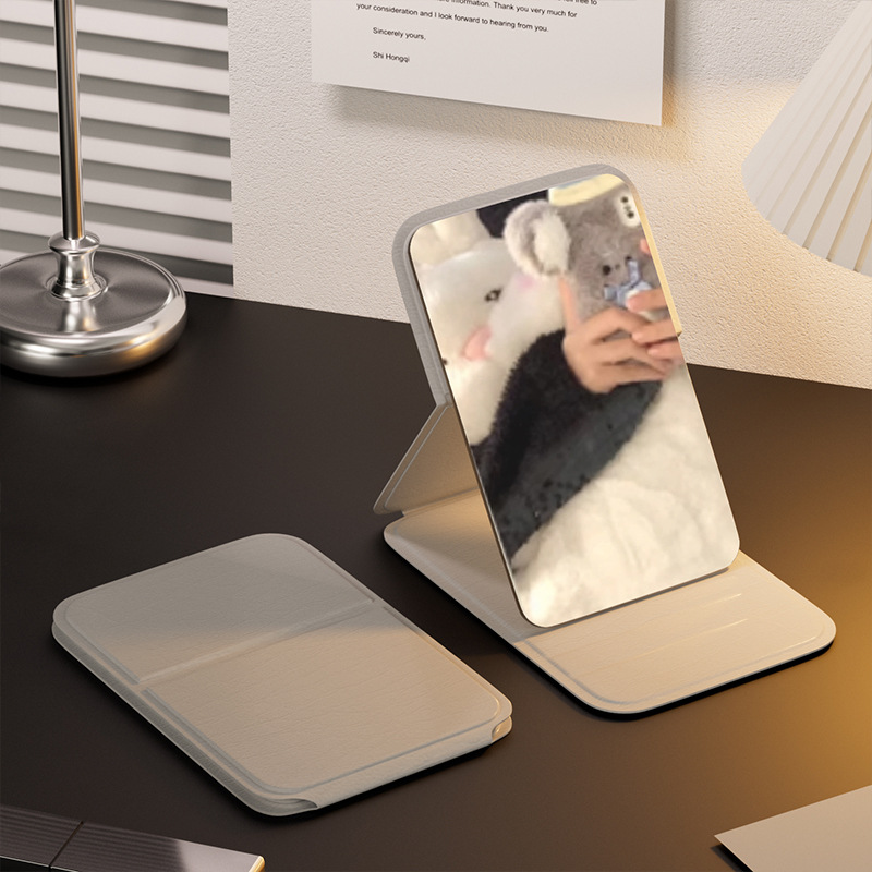High-Definition Portable Mirror, Simple Rectangular Makeup Mirror, Pocket Makeup Mirror, Folding Portable Rounded Makeup Mirror Wholesale
