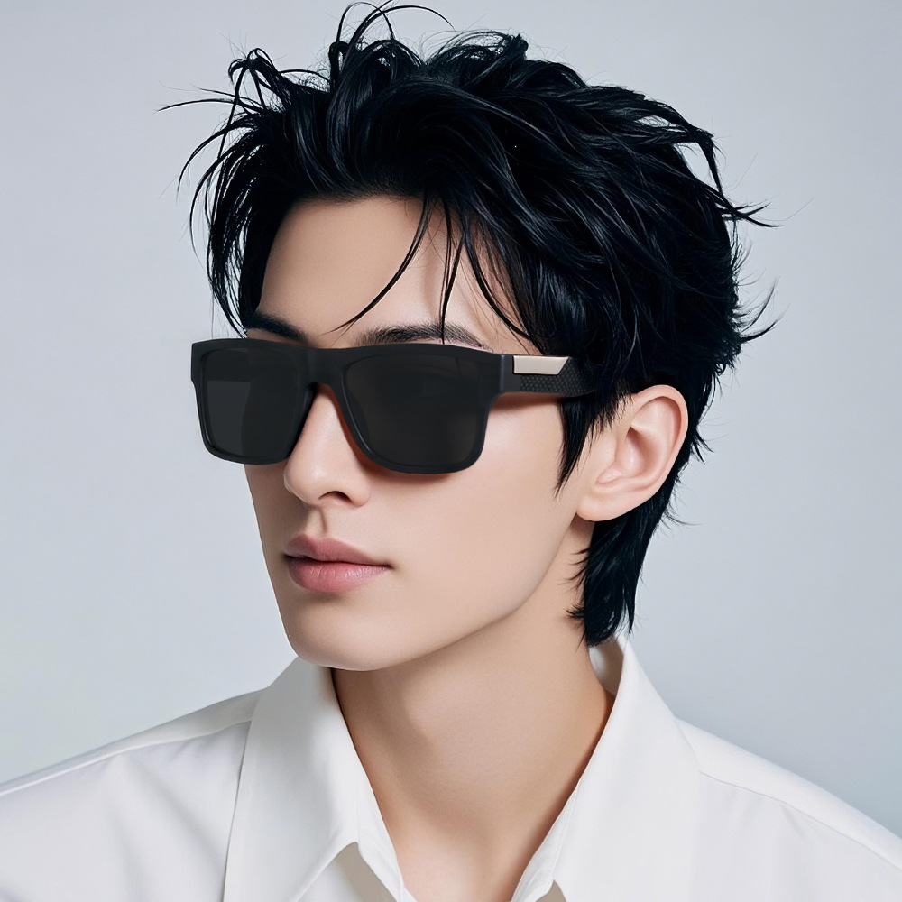 New Retro Square Sunglasses UV-resistant Advanced Sense Sunglasses Men's Driving Cross-border Elastic Paint Bright Mirror