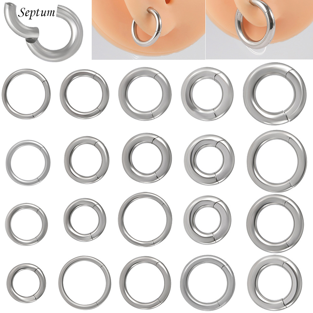 Cross-border stainless steel closed nose ring large size human body puncture nasal septum hinge auricle-shaped earring ear universal ring