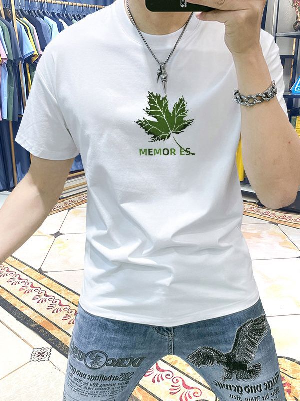 Short-sleeved Men's T-shirt Summer New Simple Printed Top Men's T-shirt Slim-fit All-match Casual Half-sleeved Clothes for Men