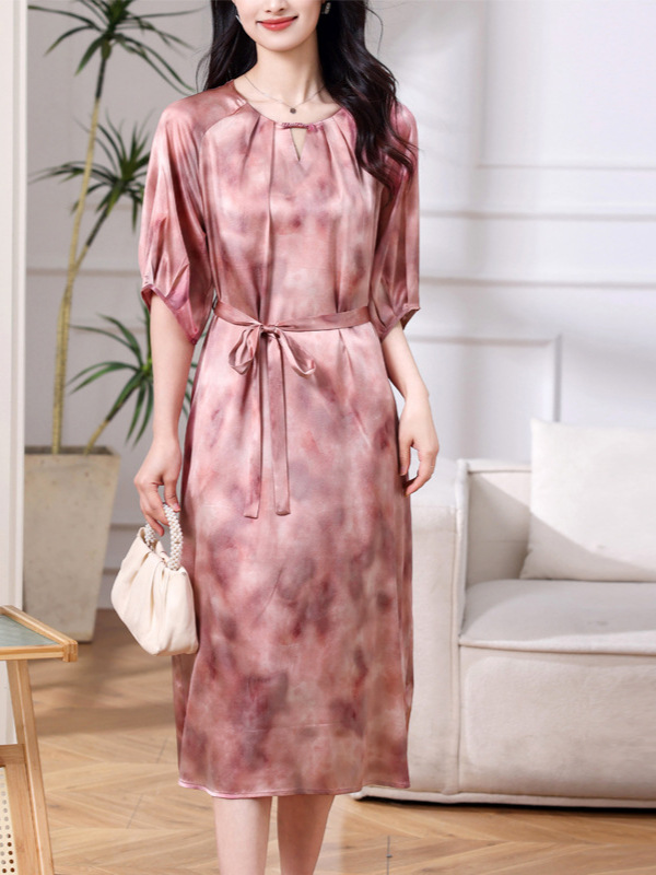 Authentic Hangzhou Silk Women's Clothing 2025 Summer New Satin Elegant Loose Waist Elegant Silk A-Line Trendy Skirt