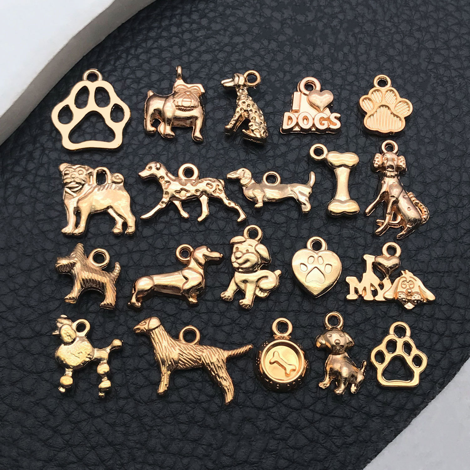 Mix 20 Retro Animal Cartoon Dog Bones Dog Paw Alloy Pendants DIY Jewelry Accessories Pendant Necklace Wholesale