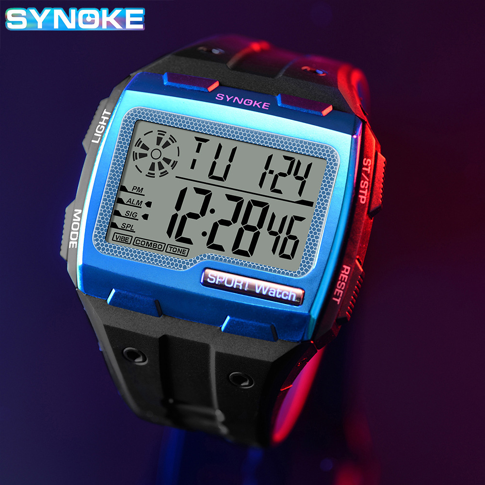 New Arrival Shino Multifunctional Outdoor Sports Watch Square Large Screen Display Sports Electronic Watch Men's Night