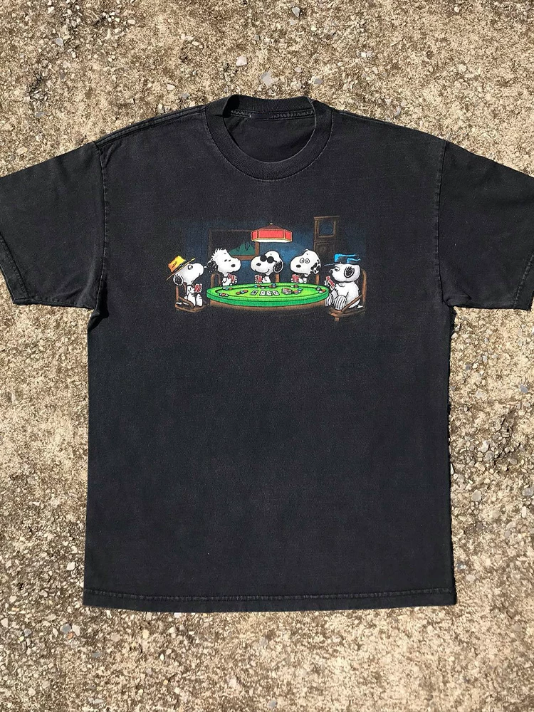 Snoopy Cartoon Anime Niche Design Oversized Versatile Trendy Short-Sleeve Unisex Couple Textured T-Shirt
