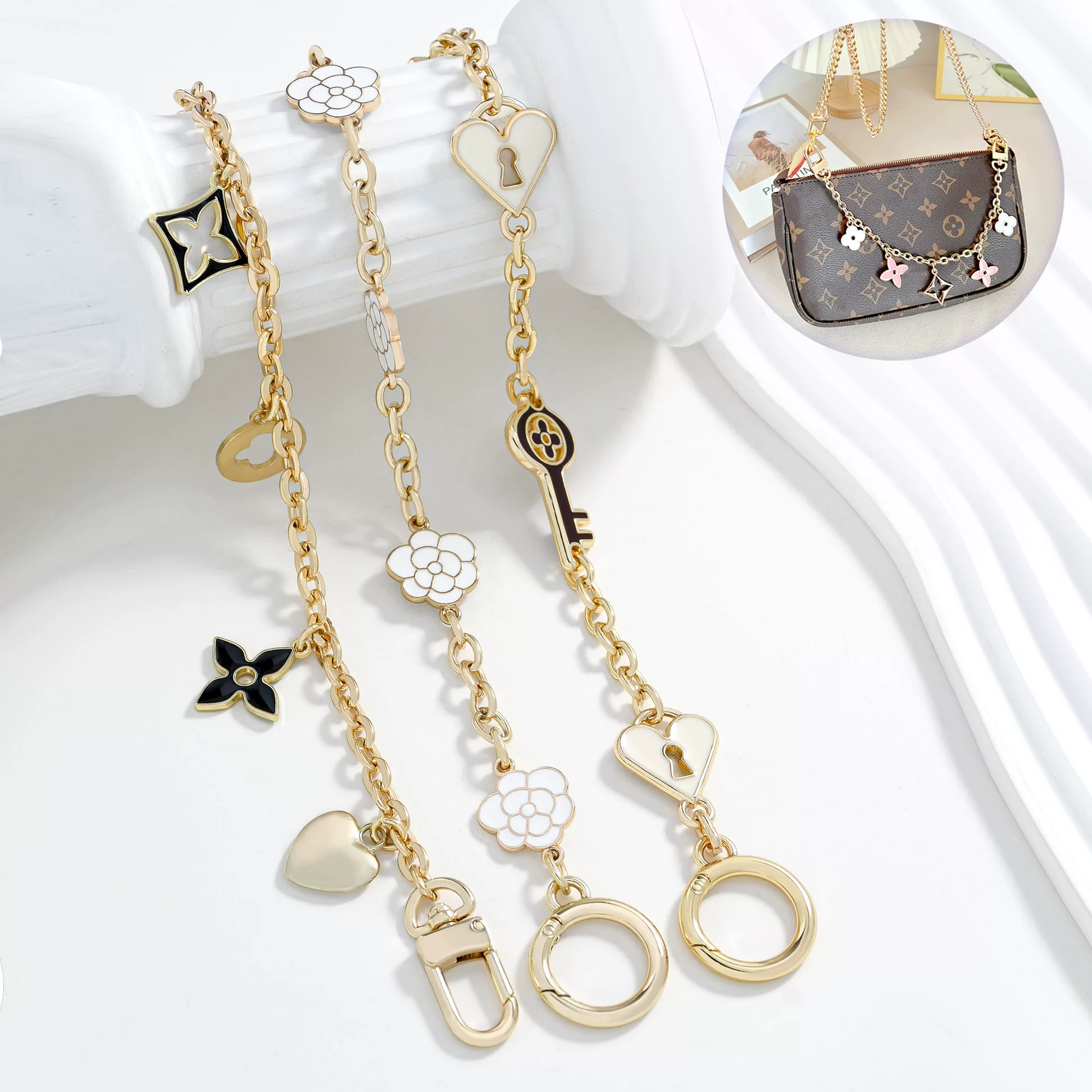 Suitable for Clover Pendant Bags, Decorative Chain Small Bag Modification, Extension Chain, Hanging Ornaments, Metal Accessories Sold Separately