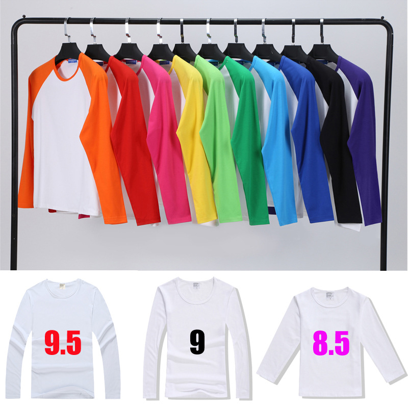 Long-Sleeve Milk Silk T-Shirt Heat Transfer Printing, Heat Sublimation T-Shirt, Parent-Child Long-Sleeve Round-Neck Advertising Cultural Shirt DIY