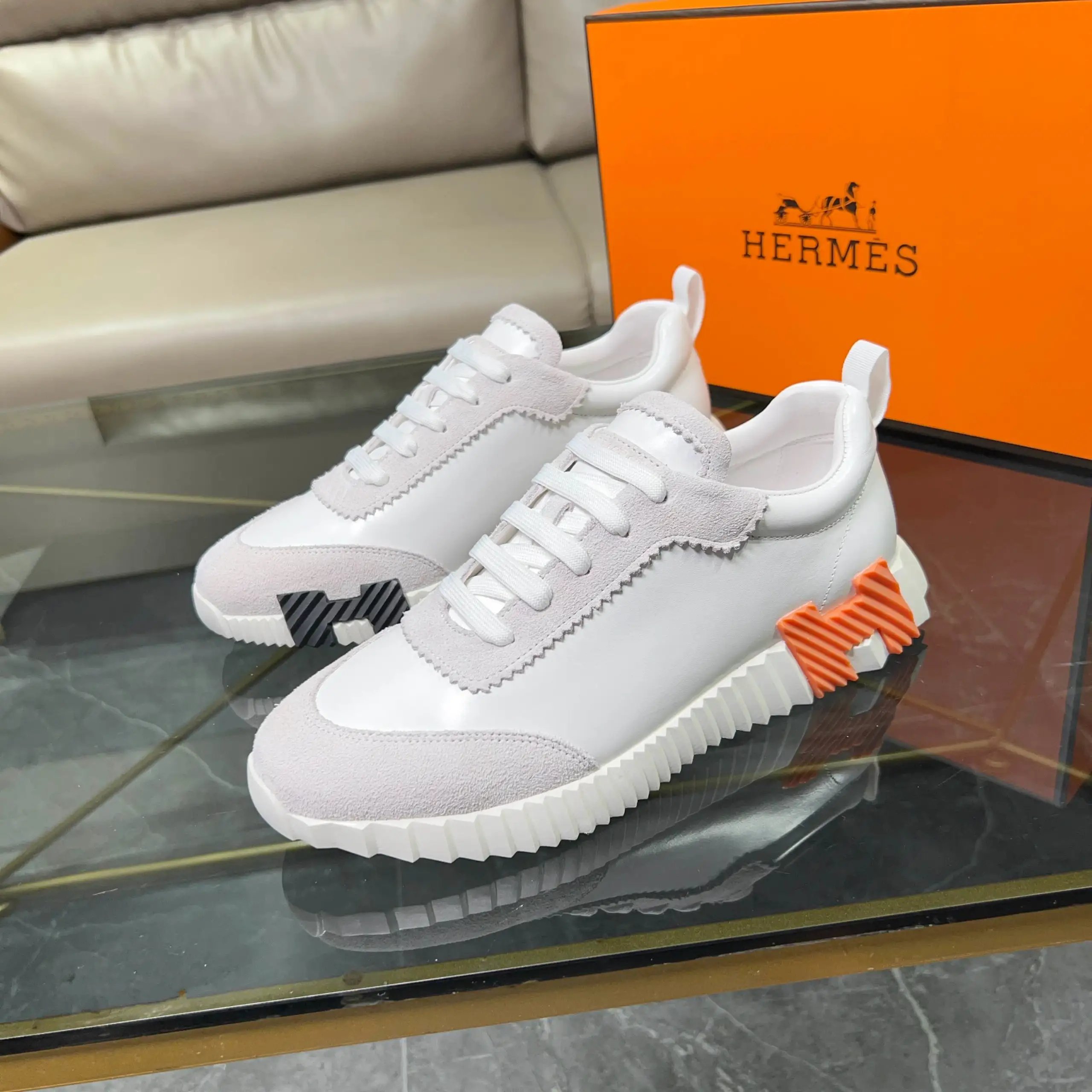 Hermes white sneakers