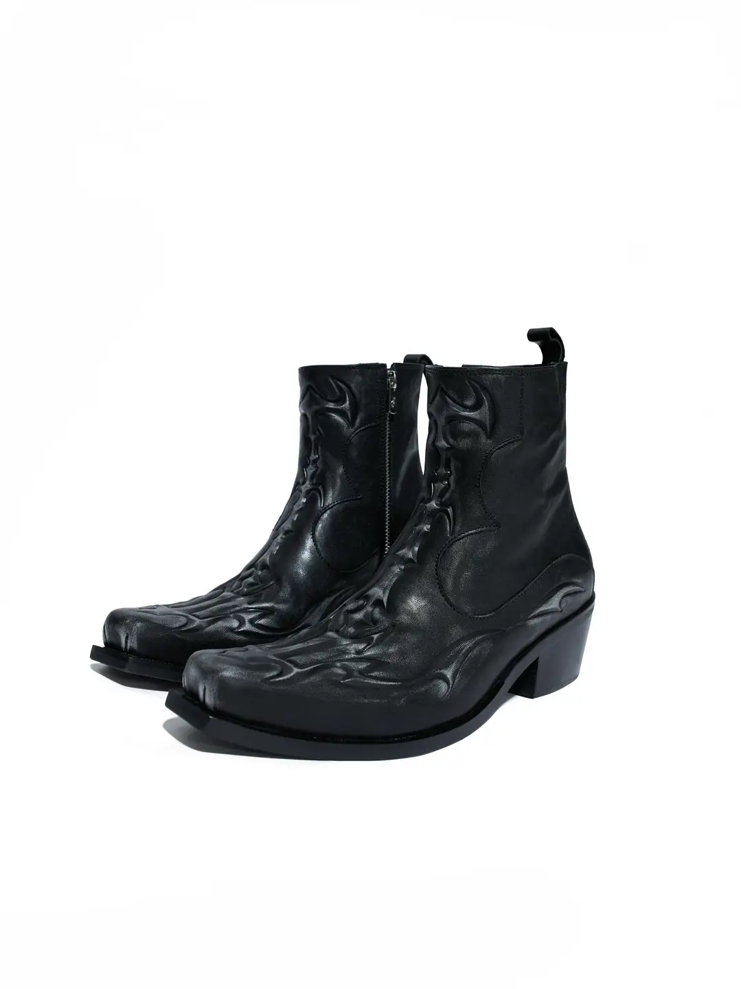 Argue Culture Xuanji Diao Huo (Soul-Engraved) First Layer Cowhide Chelsea Boots with Distressed Embossed Spine Leather Shoes