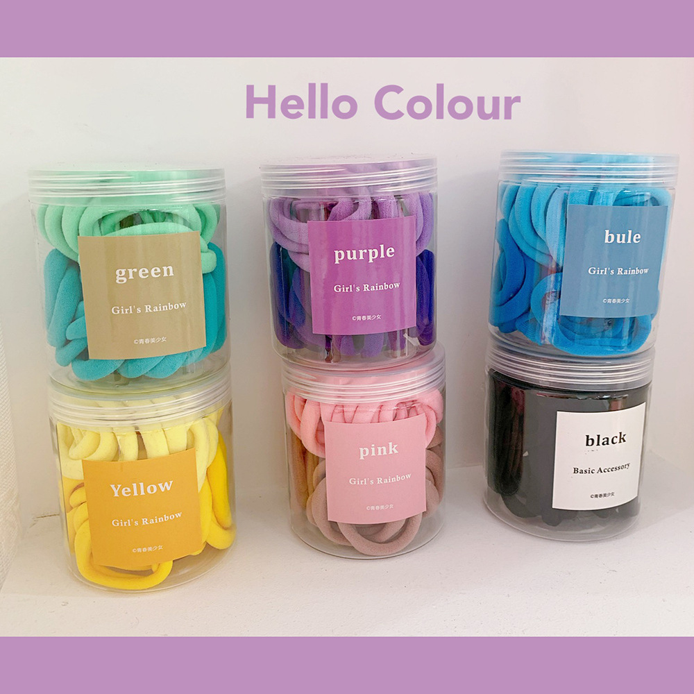 50 barreled Korean style ins simple seamless hair rope color hair ring high elastic head rope candy color rubber band