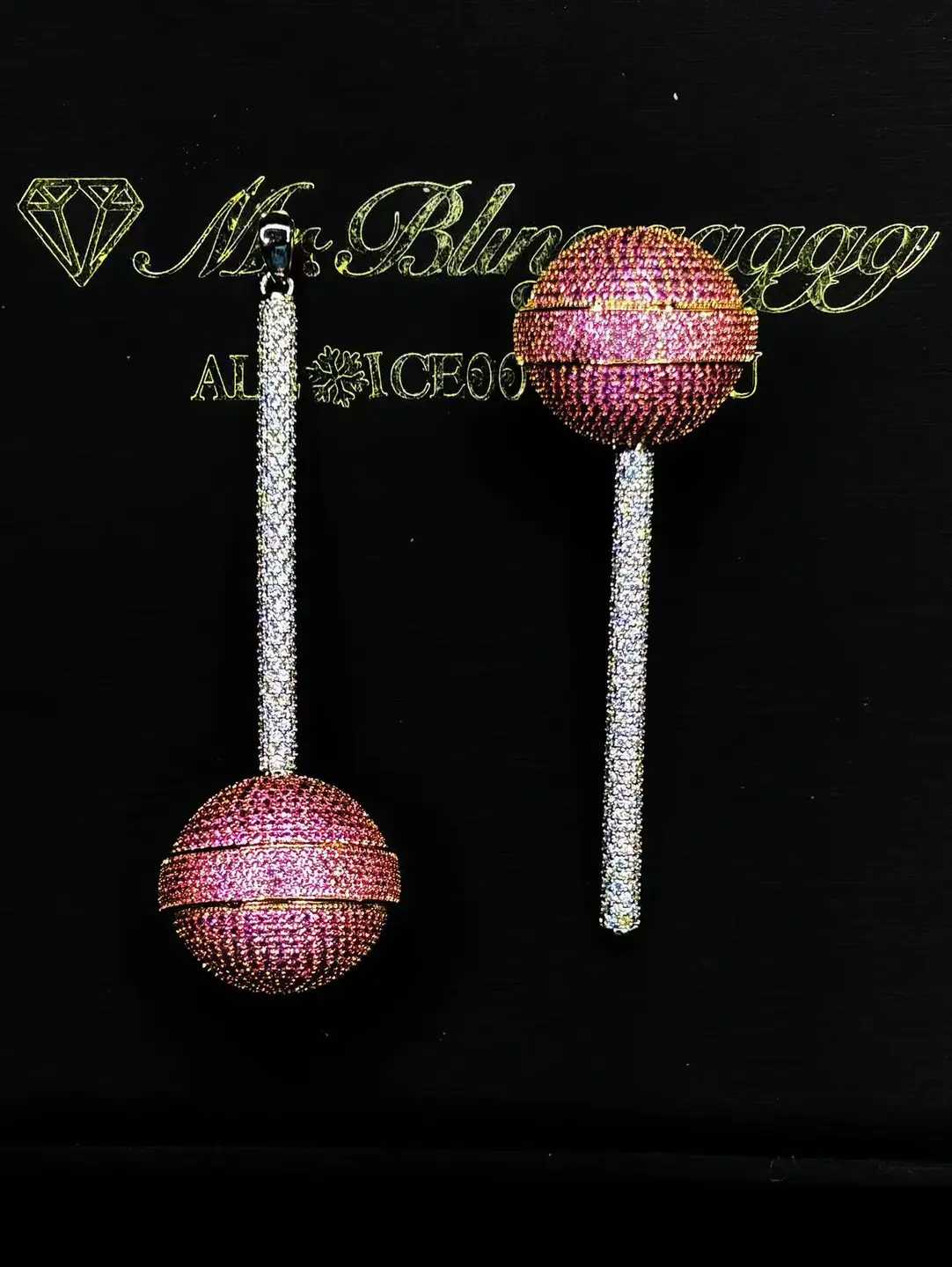 Mr. Blingggggg European and American Hip Hop PLAYBOY CARTI Same Full Diamond Candy Pendant Accessory
