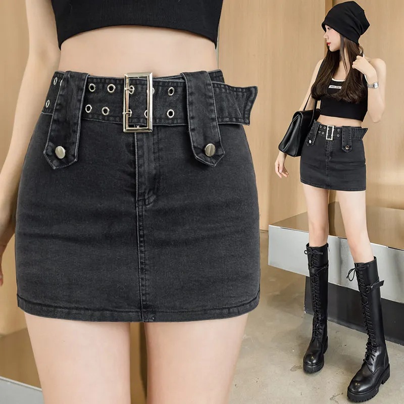 Spring and Summer new sweet and spicy style hip skirt tight high waist slimming skirt artistic fresh Denim culottes fashion
