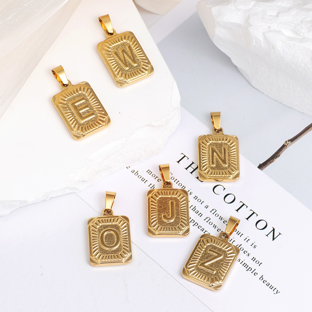 Tm European and American Cross-Border Fashion Gold-Plated Copper English Letter Tag Simple Sweater Chain Pendant Necklace Letter Pendant