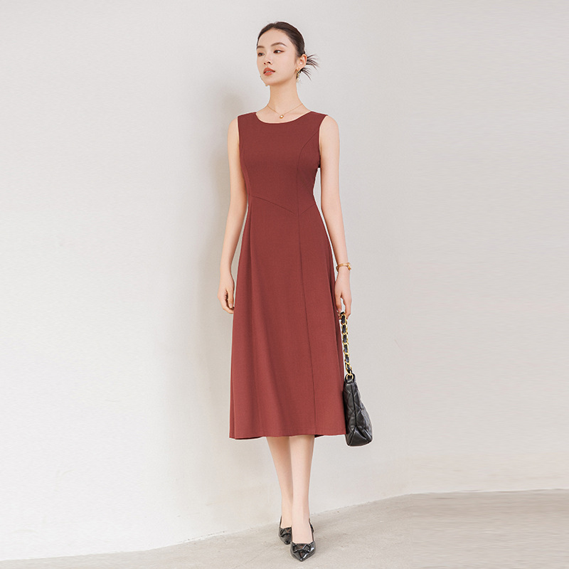 2025 Autumn and Winter Sleeveless Skirt Vest Dress with Mid-Length Dress Waist Suit Slimming Elegant Little Black Dress
