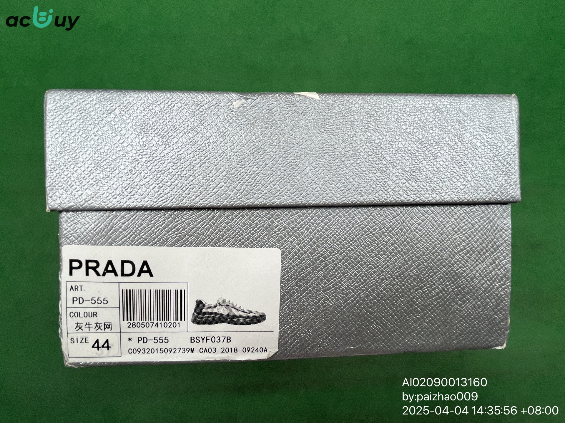 PRADA PD-555 Grey Mesh and Leather Sneakers QC