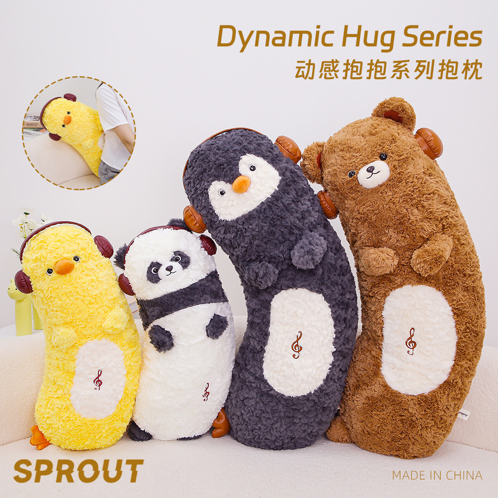 Cute Cartoon Bear Long Pillow, Bedside Cushion, Children's Cute Winter Plush Toy, Comfort Doll Wholesale