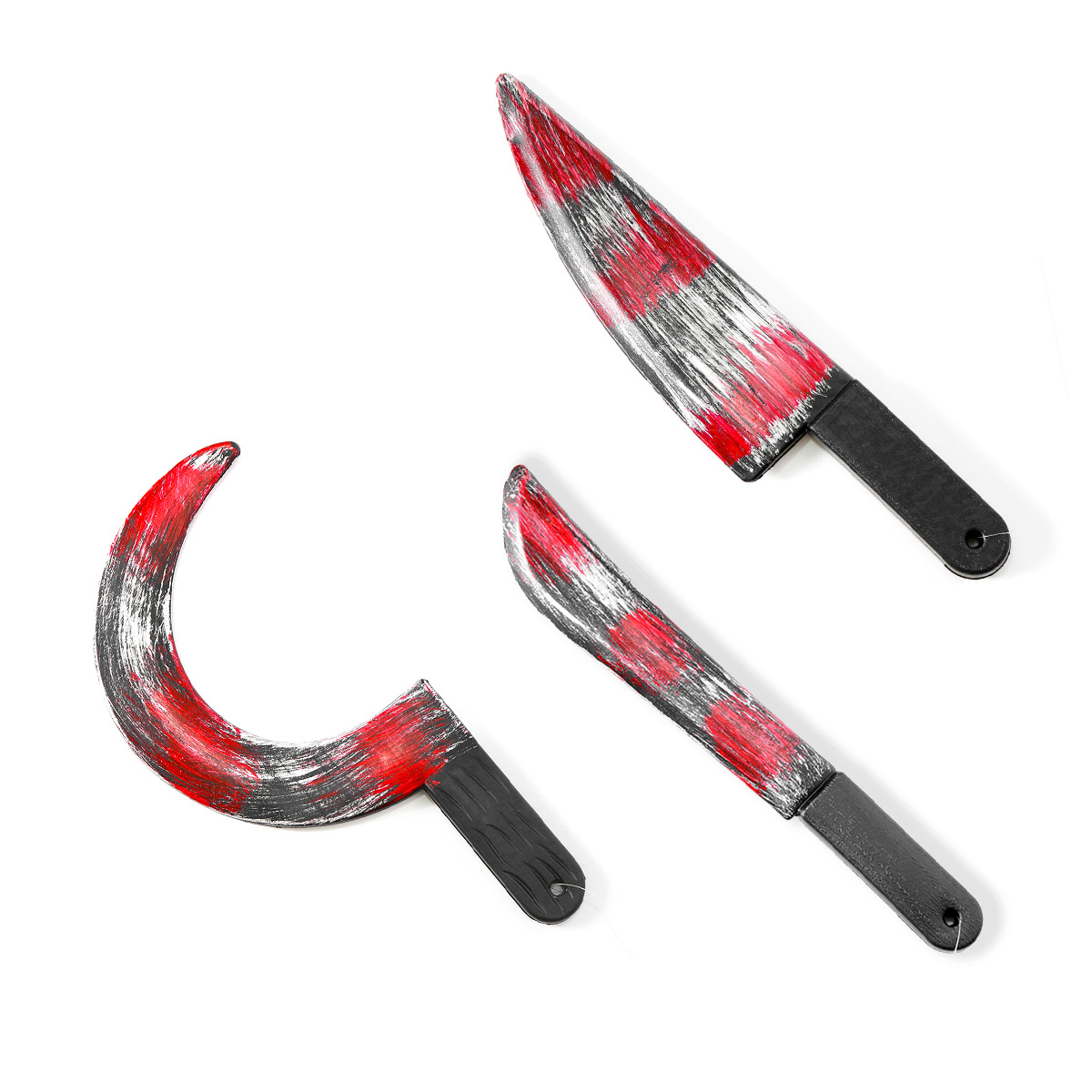 Halloween masquerade ball decoration knife with blood sickle sharp knife kitchen knife ghost festival bloody plastic toys wholesale