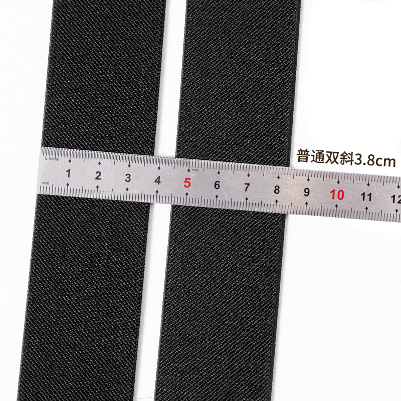 3.8cm Double Twill High Elastic Luggage Belt Strap Thickeneded Elastic Band Factory Spot Black Shuttleless Elastic Band
