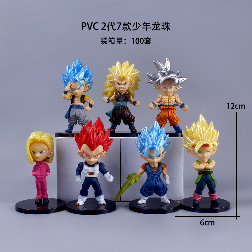 2 Generation Dragon Ball 7-Piece Set Junior Version Wukong Kiki Doll Toy Cartoon Handmade Model Desktop Ornaments