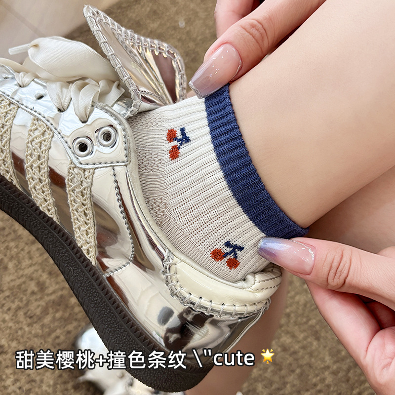 Spring and Summer Style Seamless Short Socks for Women, Embroidered Cute Korean-Style Ins Short Socks, Thin Summer Women's Socks