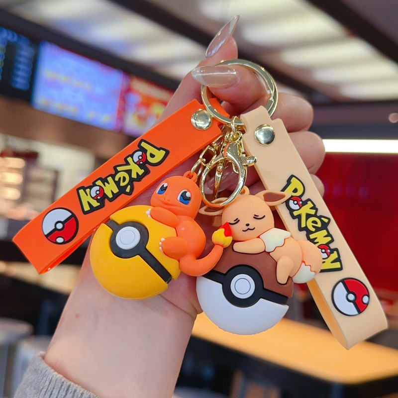 New Cartoon Pokémon Pikachu Silicone Keychain Key Pendant for Men and Women Key Chain Doll Gift
