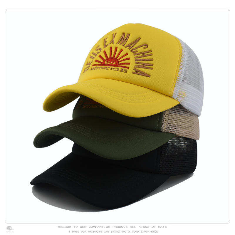 Cross-Border New Retro Embroidered Letter Baseball Cap for Men and Women Sunshade Mesh Personalized Trucker Hat Peaked Cap