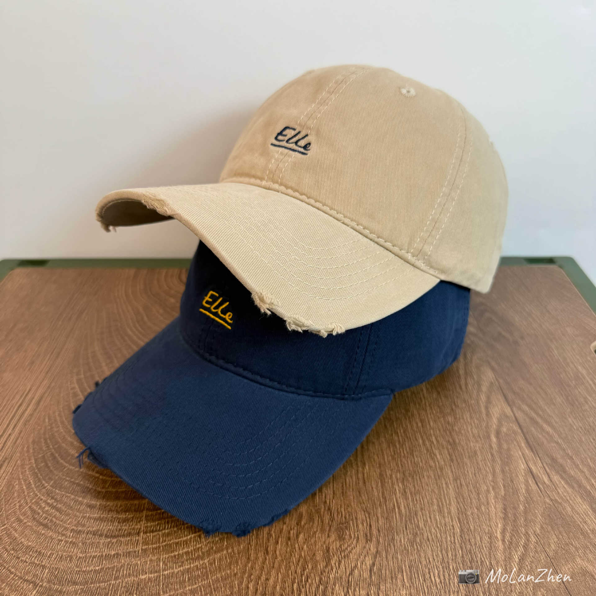 "2026Ss" Korean Version of Elle Embroidered Baseball Cap with Distressed Brim, Couple Style, Casual Versatile Sunshade Cap