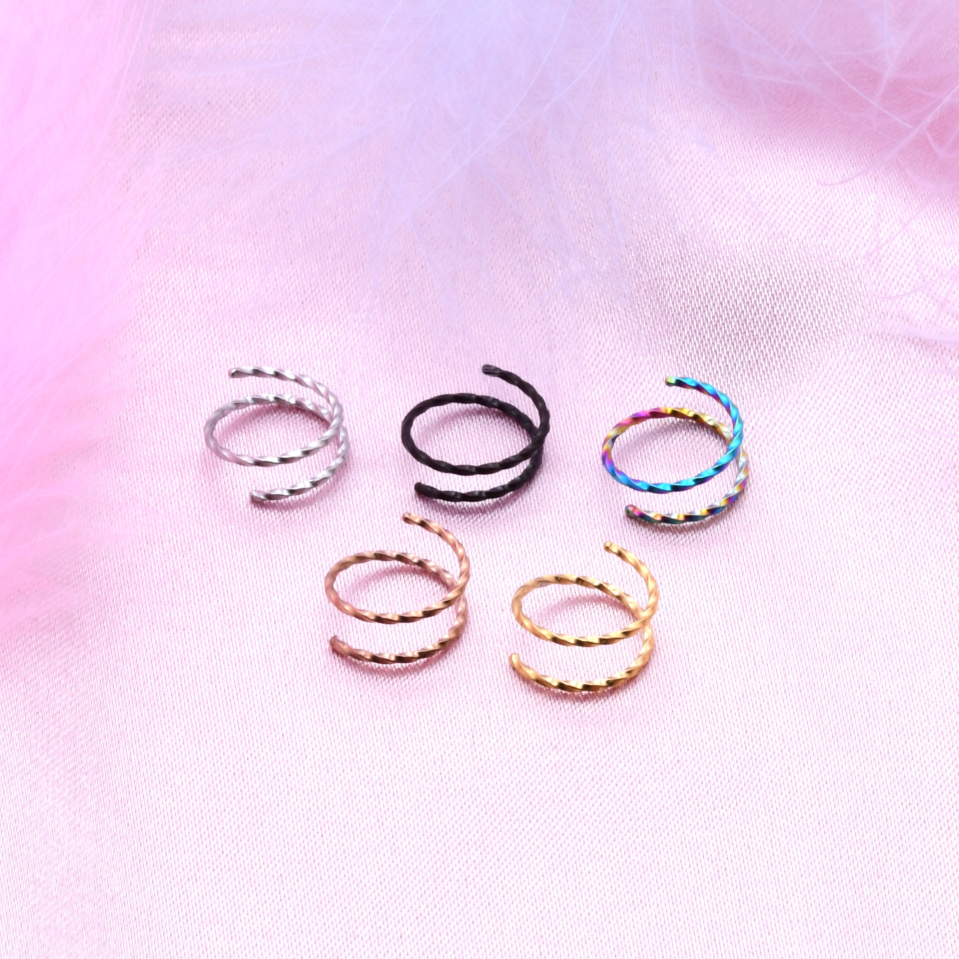 Korean Style Twisted Wire Half Nose Ring, Personalized No-Piercing Spiral Nose Clip, Fake Piercing Couple Jewelry Wholesale Fashion