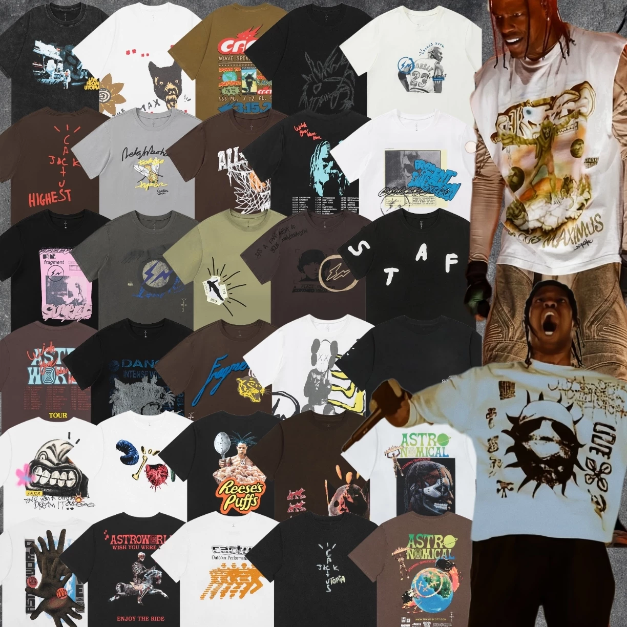 Travis Scott Short-Sleeve Correct Version Ts Collaboration Same Style Utopia Limited Edition Hip-Hop American High Street T-Shirt Trendy Foto QC de TAOBAO na Qualit.ly