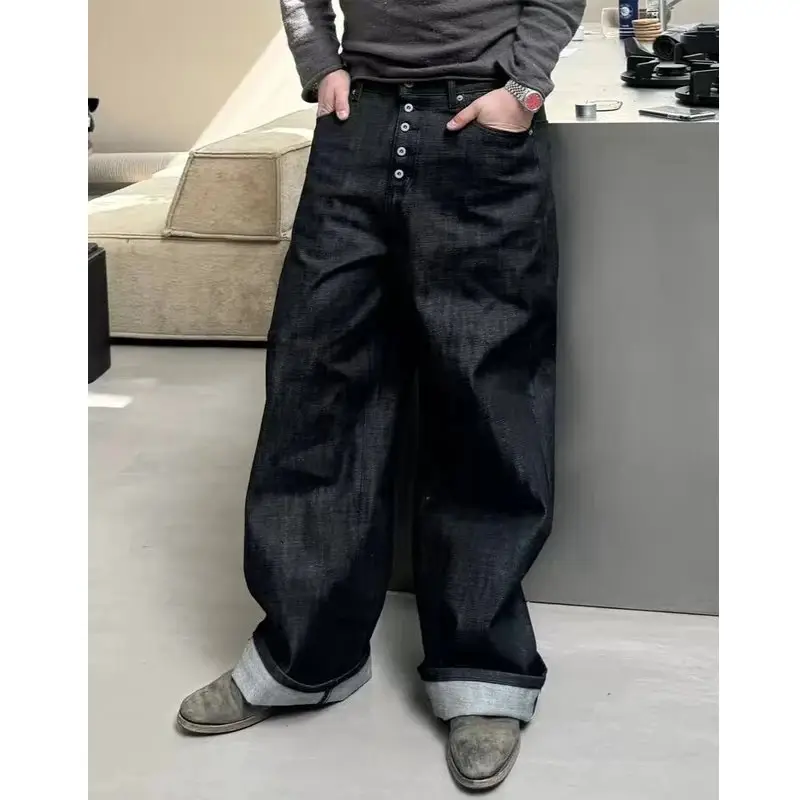 No Faith Studios Curved Knife Baggy Japanese Limited Edition Raw Denim Jeans, Same Style as Playboicarti