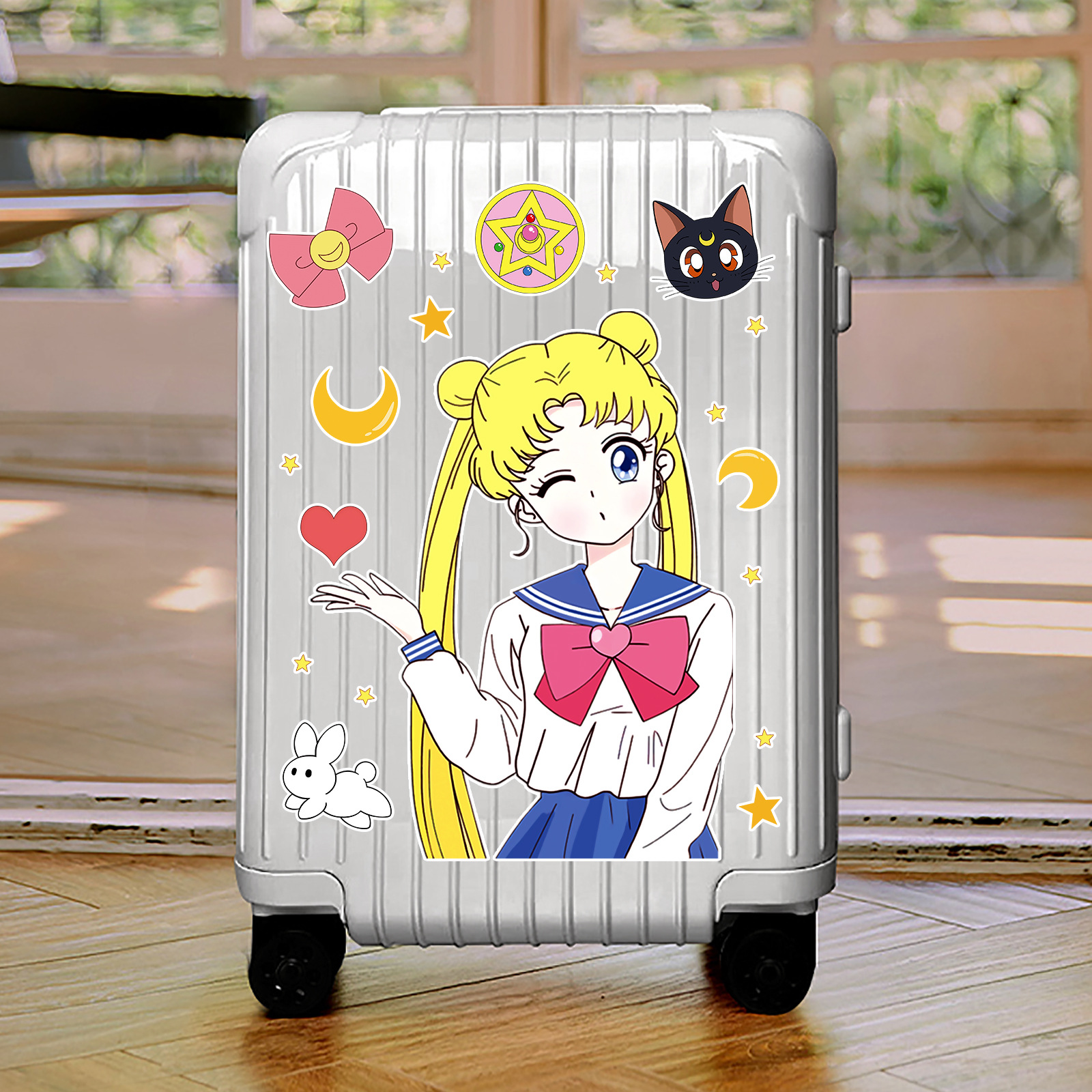 Cartoon Cute Water Ice Moon Luggage Sticker Large Whole Trolley Case Wall Car Sticker Beautiful Girl Warrior
