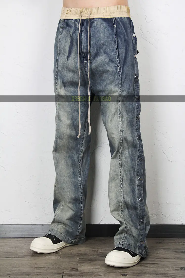 Essential Rodrk Slit Button Loose Vintage Style Jeans Hip-Hop Trendy Men's