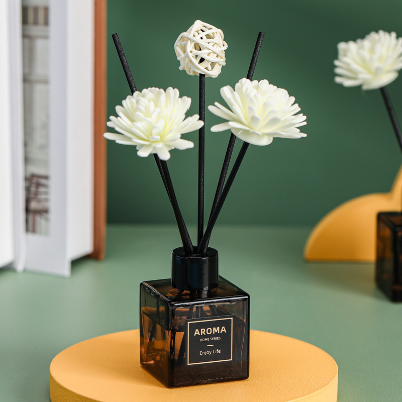 Gray Small Square Bottle Fireless Aromatherapy Essential Oil Bedroom Living Room Fragrance Incense Ornaments Home Perfume Manufacturer Wholesale