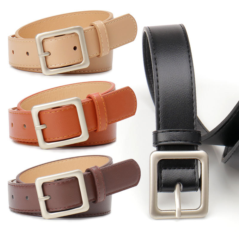 New Style Simple Retro Square Buckle Women's Belt Korean-style Chic High-end Casual Style Decorative Jeans Belt for Women