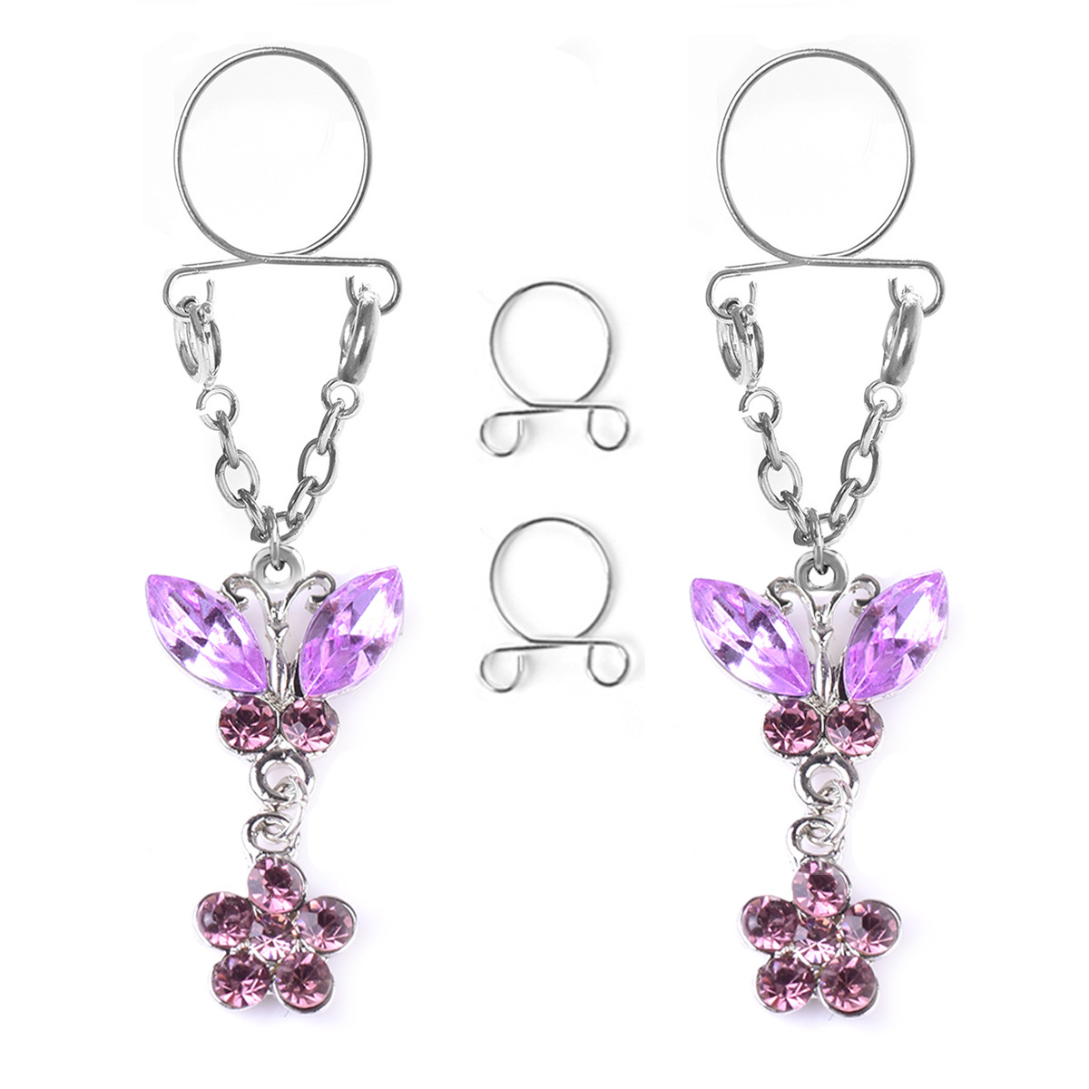 Nipple jewelry horse eye butterfly fake breast ring non-hole breast ring clip breast nail fake breast head jewelry autumn new arrivals