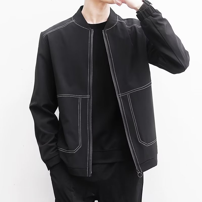 Vertical Collar Jacket Men's 2024 Spring and Autumn New Casual Loose Men's Jacket Baseball Collar Fashionable Autumn Clothes