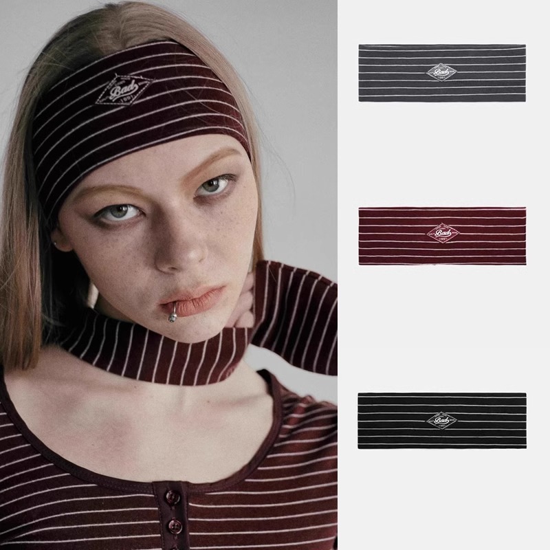 Korean Badblood Bcac Series Stripesd Headband Women's Sports Yoga Headband Running Fitness Headscarf Headband