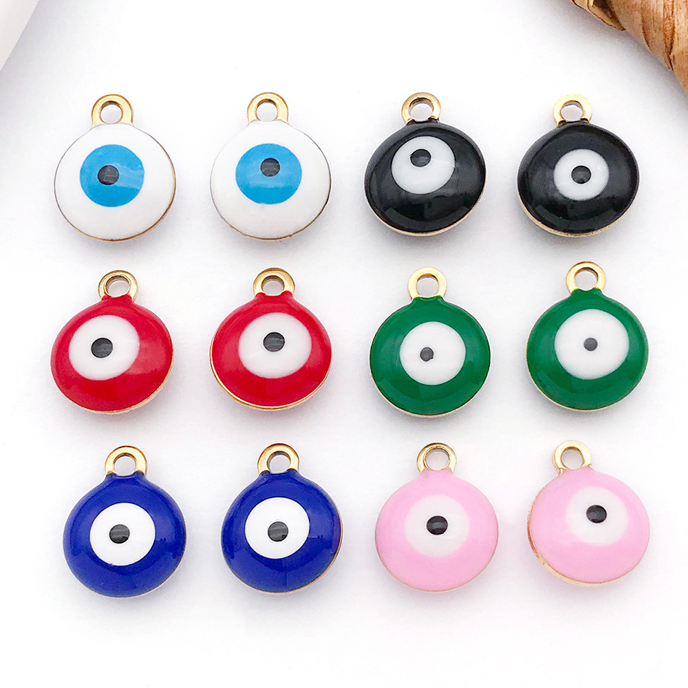 Color-Preserving Stainless Steel Single-Hole Oil-Dropping Round Devil's Eye Pendant Pendant DIY Bracelet Necklace Jewelry Accessories