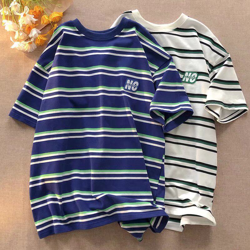 2026 New Striped Short-Sleeve T-Shirt for Women, Summer Design, Niche Loose Retro Hong Kong Style, Trendy Women's Top