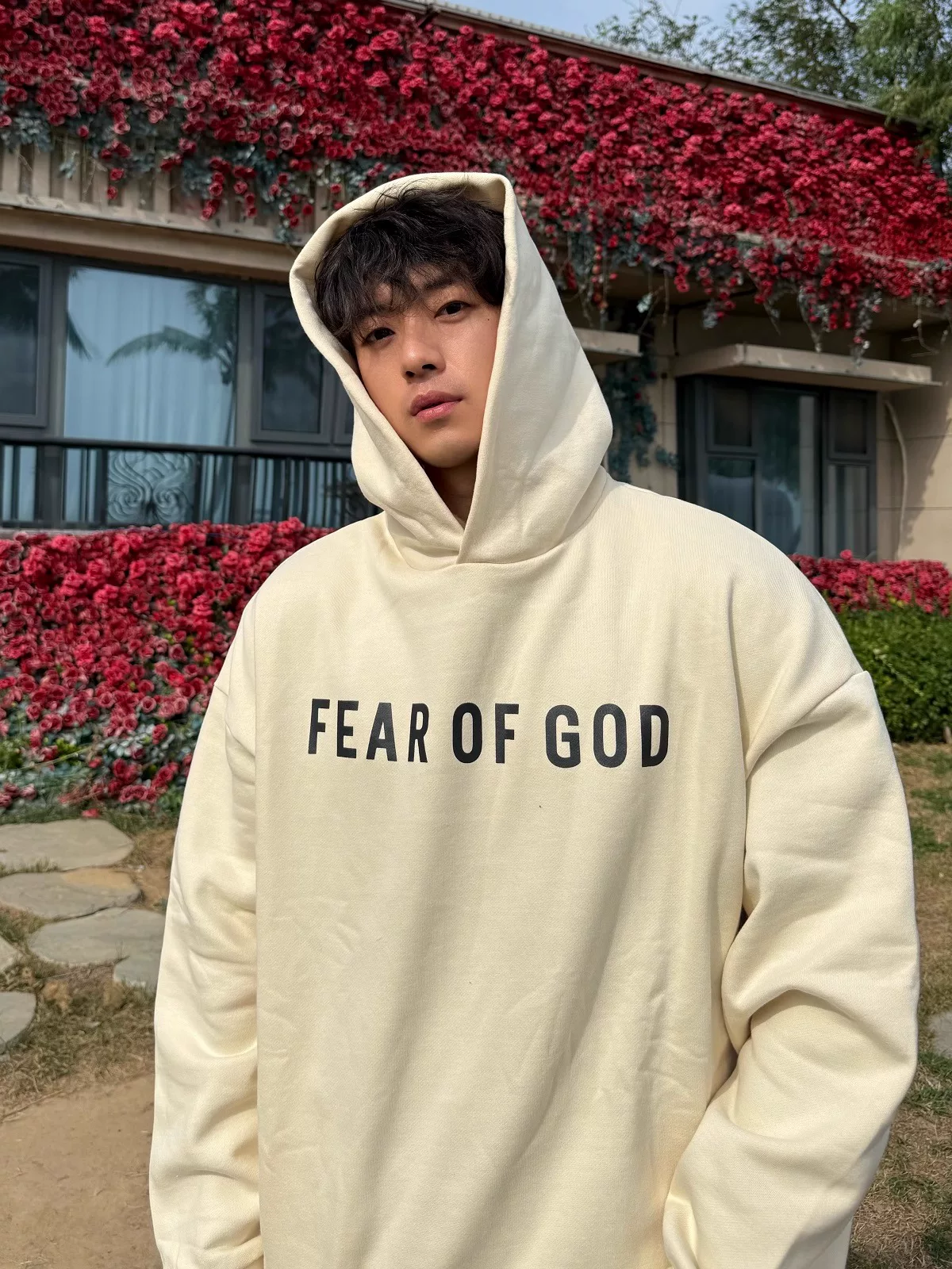 Fog Cokr American Hip-Hop Style Letter Print Fleece-Lined Hoodie for Men and Women, Loose Trendy Brand Versatile Top for Autumn