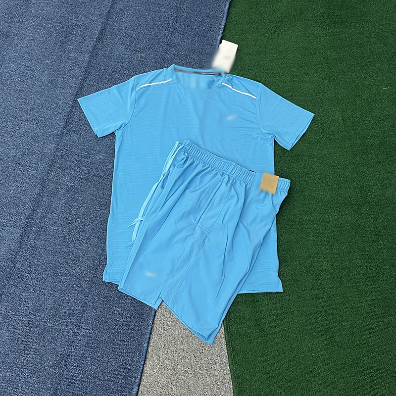Summer New Sports Short-Sleeved Suit, Quick-Drying, Breathable, Loose, Casual Training, Fitness Running Shorts, Men's Two-Piece Set