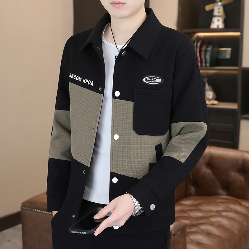 Wholesale trembles [explosions] men's camp 2024 spring and autumn lapel jacket men's trend casual Joker coat-P