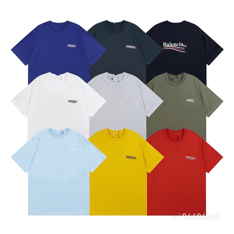 Paris B High Version 2024 Classic Cola Print Short-Sleeved Casual Loose Summer Large Size T-Shirt Dropshipping