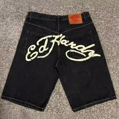 Cross-border Spring and Summer New European and American Hip-hop Trendy Printed Jeans Men's High Street Niche Casual Wide-leg Trousers