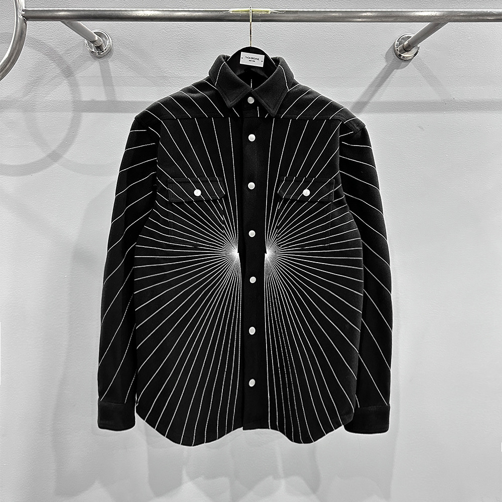 SUBHUMAN Men's L Diablo Show Laser-ray Embroidered Shirt Button-down Jacket Woolen Autumn and Winter Jacket