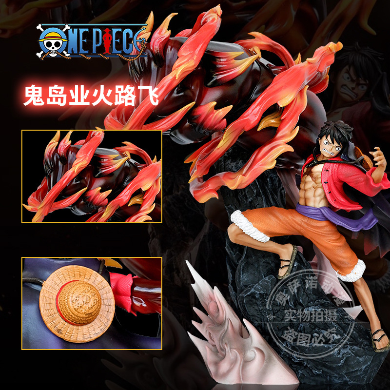 One Piece Series High Quality gk Hand-made Fire Lufei Four-gear Form Big Boxing Ape King Animation Peripheral Hand-made Model