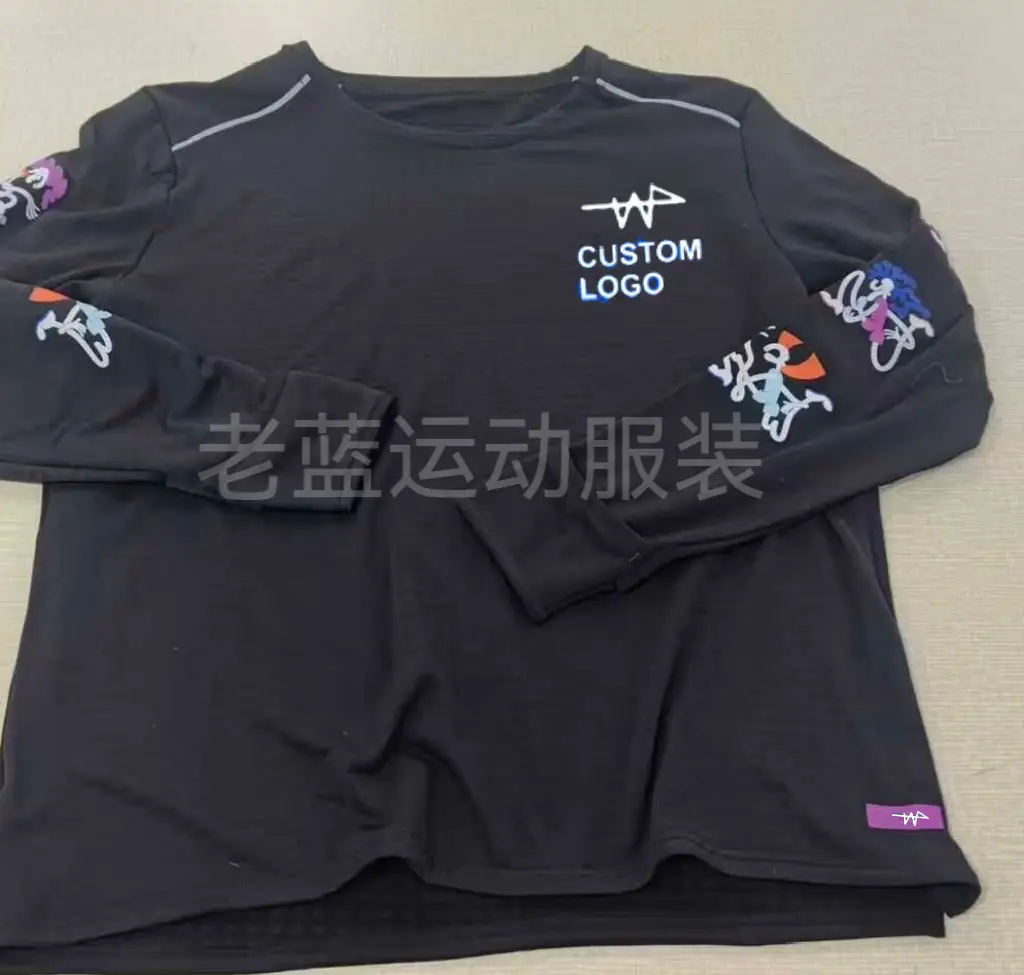 Elite autumn and winter granular velvet long sleeved men's and women's running and track fitness clothing breathable quick drying sports training top