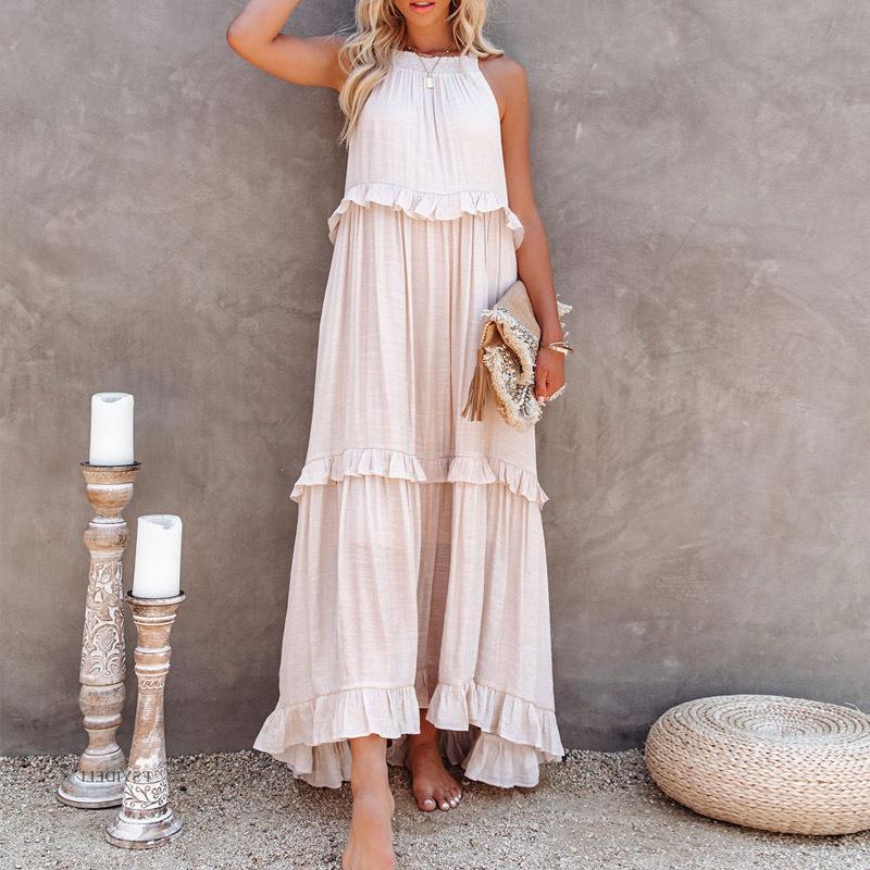 2024 Amazon European and American Cross-Border Women's Dress, Strap-Style Tiered Dress, Gentle Style Long Dress, Women's Strap Dress